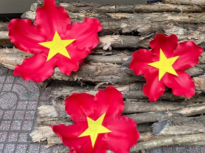 Set phụ kiện tự làm Hoa cờ Việt Nam [Loại đẹp - 3 Size] 35-45cm SET-DIY-06